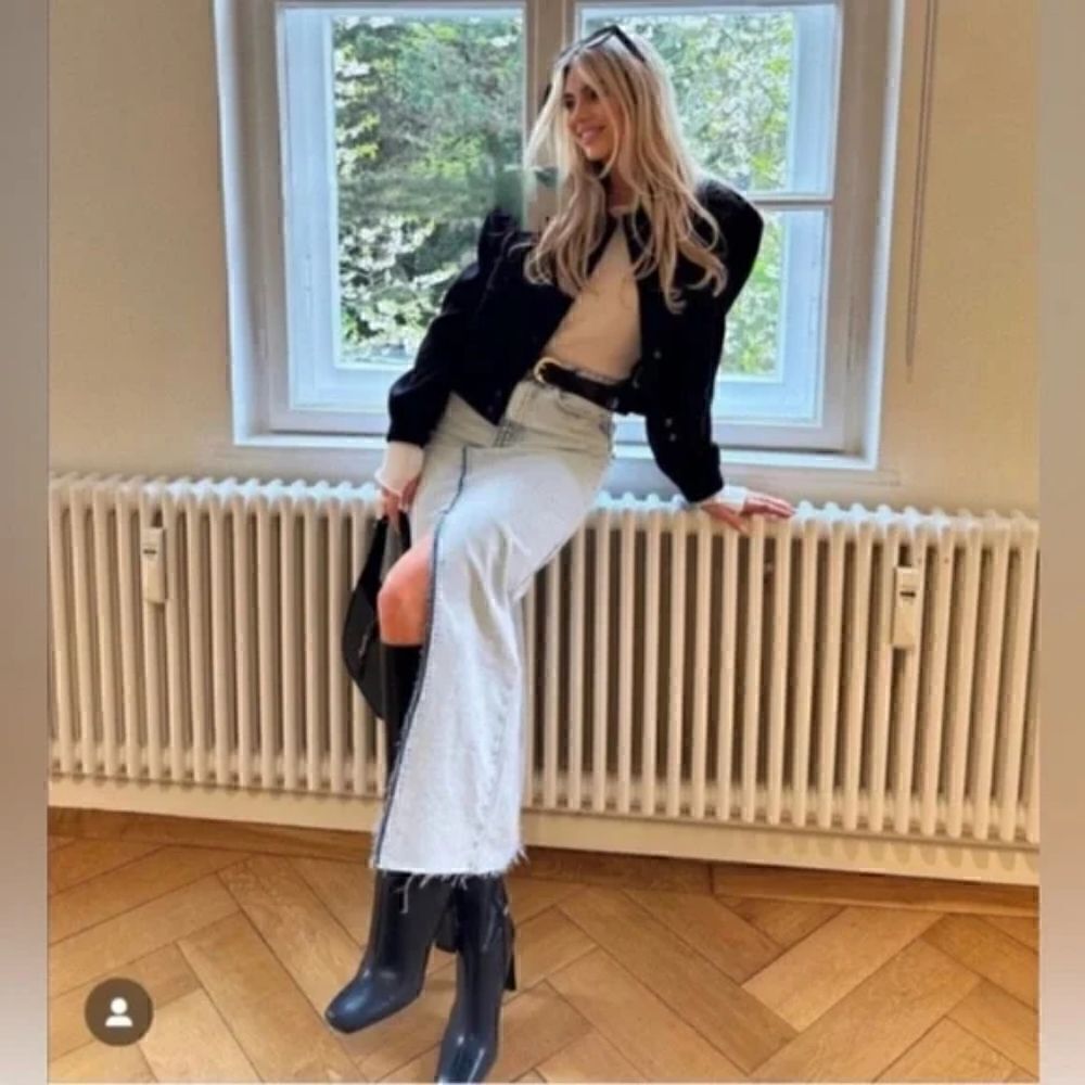 Zara DENIM SKIRT TRF LONG SKIRT DENIM